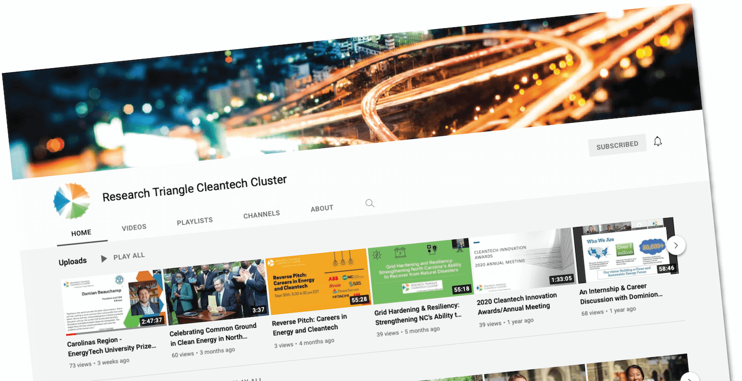 Research Triangle Cleantech Cluster on YouTube